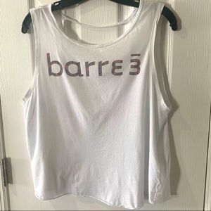 White Barre3xBeyondYoga v-back tank, size Large